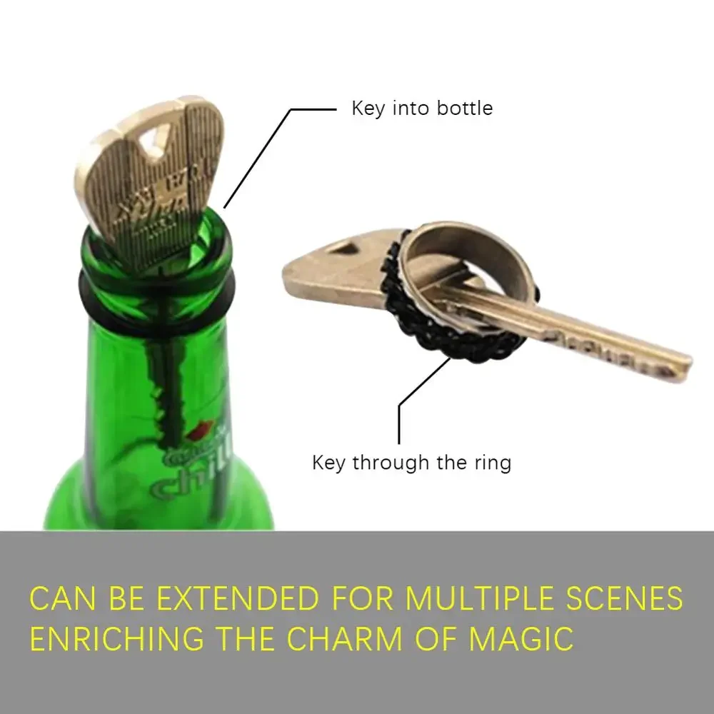2 Pcs New Magic Trick Toy Folding Key Thru Bottle Or Ring Penetration ...