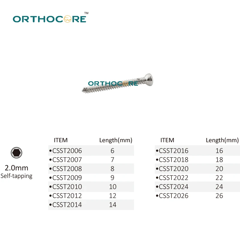 2.0mm Stainless Steal Self-tapping Cortical Screws Veterinaria Pets Orthopedic Surgical Implants Medical Equipments veterinary surgical instruments,orthopedic instruments
