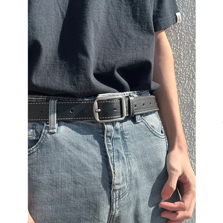 Ceinture à boucle aiguille Tendance Ins Ceinture simple pour jeans Ceinture unisexe polyvalente pour pantalons_voghion.com