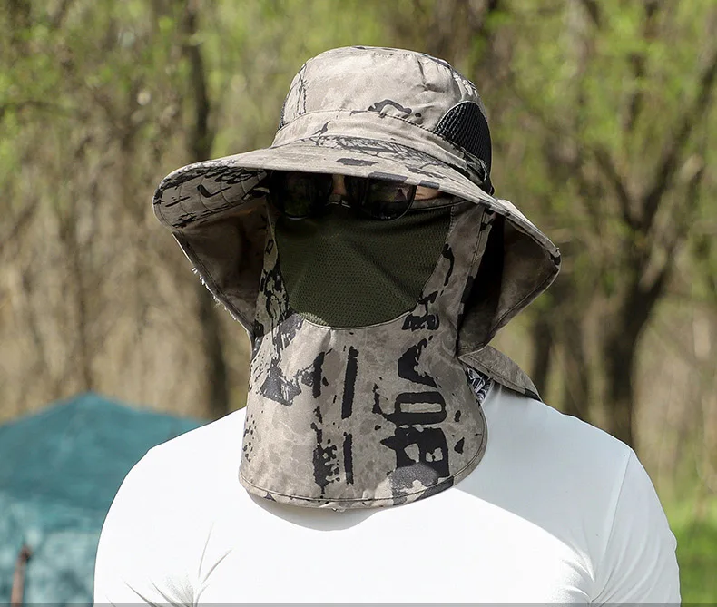 60-65cm Cap Unisex Bărbați Femei Pescar Bărbați Gras Număr mare Protector pentru gât Umbrire față Protecție solară Căciulă de călătorie pentru agrement_voghion.com