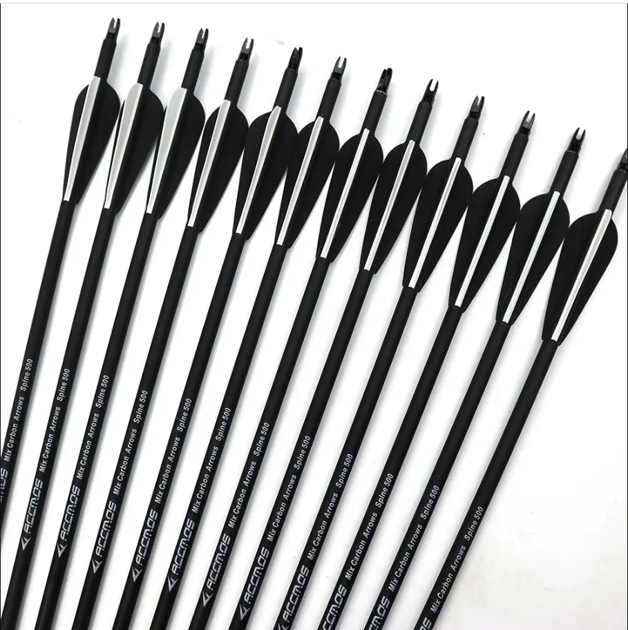 Archery Arrows 28"/30"/32" Carbon with Changeable Arrowheads Plastic Feathers for Hunting