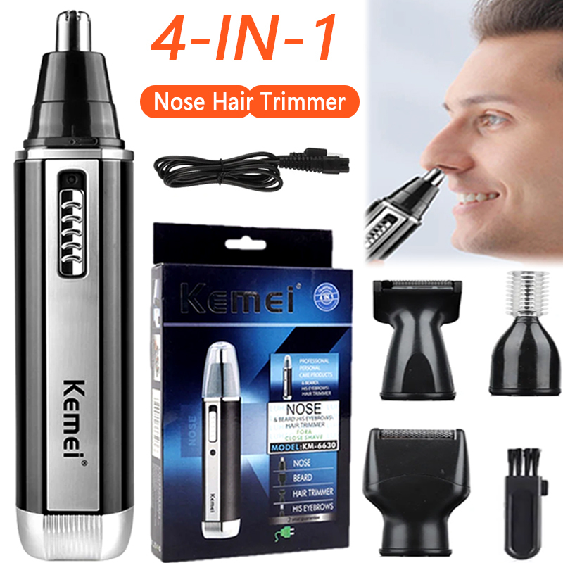 Kemei 4in1 rechargeable nose hair trimmer beard trimer mens eyebrow nose trimmer for nose and ear cleaner hair removal machine