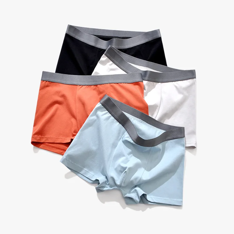 4 Pack L-5XL Men's Underwear Cotton Mid Waist Seamless Boxer Briefs Shorts Plus Size