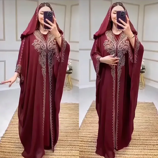 110212-3dba9c.jpg Robe Maxi en Mousseline de Soie avec Perles pour Femme Musulmane, Caftan, Abaya, Dubaï, Vêtements de Luxe, Hijabs, Grande Taille, Robes sulfà Capuche Africaines