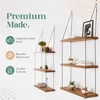 Wood Floating Shelf 3 Tier For Wall Cute Boho Plants Shelves Plant Shelves for Bedroom Living Room Decor Macrame Floating Shelf 4
