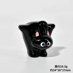 Adorable Black Cat Resin Ornament - Miniature Desktop Decor Kitten Statue Gift (D)