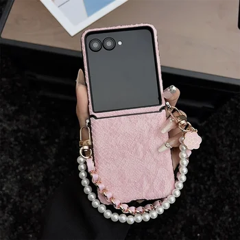Snake Pattern PU Leather Phone Case Flower Charm & Hinge Protection For Samsung Galaxy Z Flip 7 6 5 4 Flip7 Flip6 Flip5 Flip4 5G 1