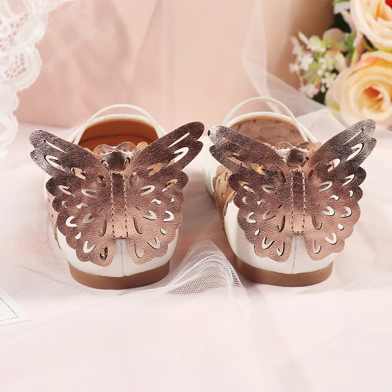 Flower Girls Shoes Butterfly Babies Princess Ballet Dancing Flats Leather 3t 4t leather shoes,girls shoes,girls flats