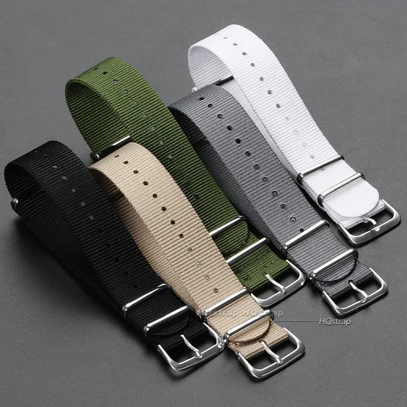 Nylon Army Sports Band - Black Watch Strap with Fabric Belt and Buckle Accessories