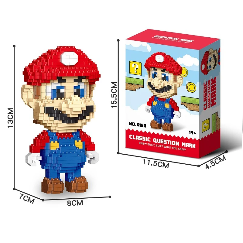 Anime Mario Building Blocks Figures Luigi Yoshi Cartoon Small Particles Assembled Block Model Dolls Toys Children Gifts 2