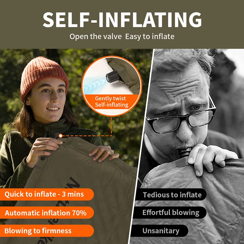 Air Mattress Self-inflating Mat Outdoor Camping Sleeping Pad Hiking Inflatable Mattress Travel Air Bed 1 2 Person inflatable mattress