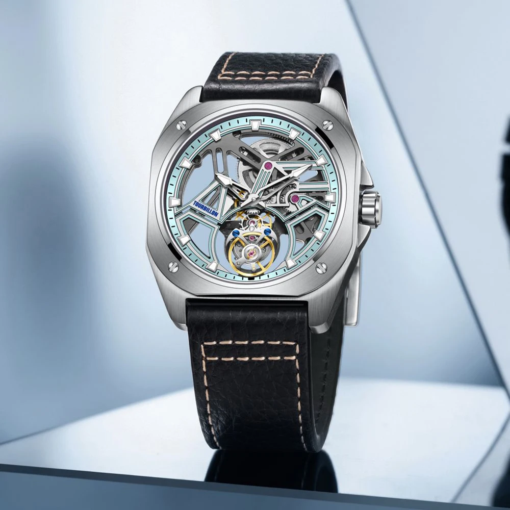AESOP Tourbillon Watches For Men Mechanical Fashion Watch Waterproof Skeleton Tourbillon Movement Sapphire Mirror NEW