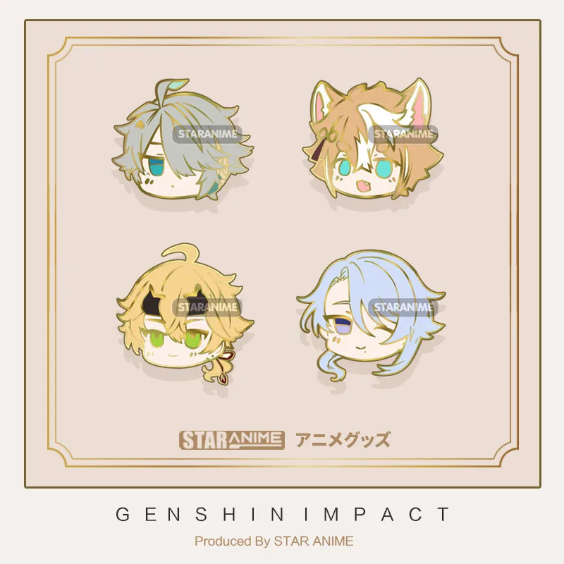 Anime Genshin Impact Alhaitham Gorou Kamisato Ayato Thoma Q Versione Cosplay Metal Badge Bags Bottone Spilla Pin Souvenir Toy