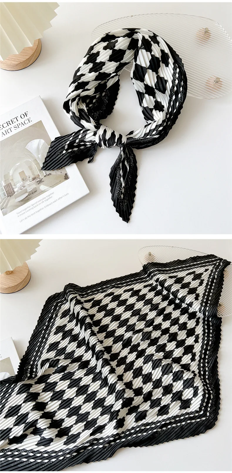 Luxury Silk Pleated Scarf - Womens Hair  Neck Accessory