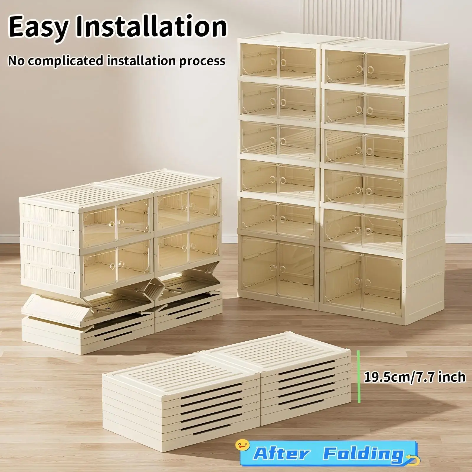Widening Shoe Cabinet Transparent Heightening Shoes Box Thickened Foldable Sneaker Shoe Organizers Dustproof 12-grid Shoes Bins shoe organizer shoe cabinet