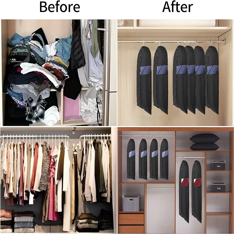 Dustproof Clothing Covers Waterproof Coat Suit Dress Protector Hanging Clothes Dust Cover Garment Bags Closet Organizer 3