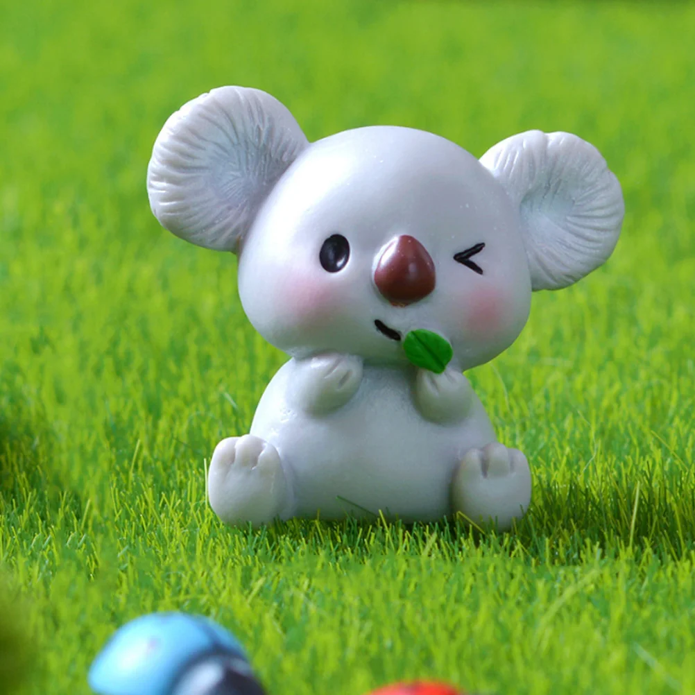 

4 Pcs Micro Landscape Koala Miniatures Figurines Ornaments Animal Decor Resin Craft Sculpture Adornment