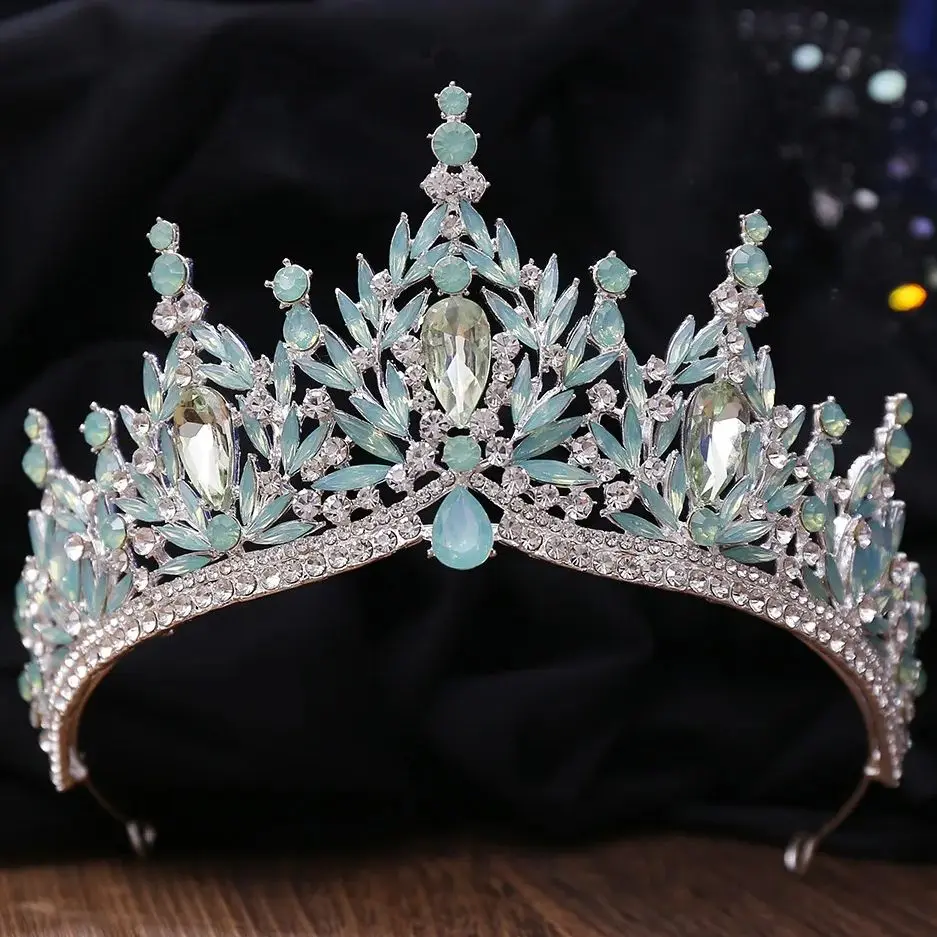 DIEZI 9 Colors Baroque Luxury Big Water Drop Crystal Tiara For Women Wedding Girls Birthday Party Elegant Crown Hair Accessories