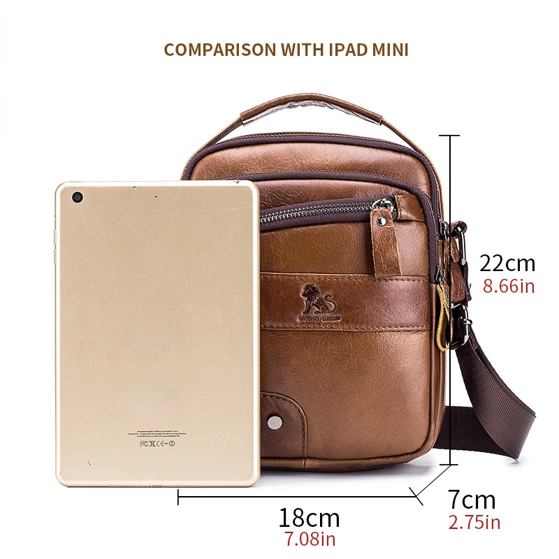 Leather Men's Oblique Cross Top Layer Cowhide Crossbody Bag Men's Leisure Sports Business Single Shoulder Bag New Casual Brown