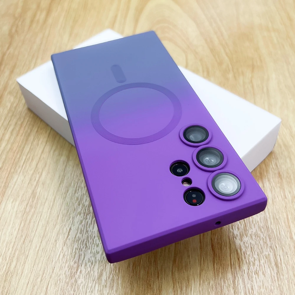 Silikon Farbverlauf Magsafe Hülle für Samsung Galaxy S23 S22 Ultra Note 20 10 Plus S21 S20 FE Wireless Charging Cover_voghion.com