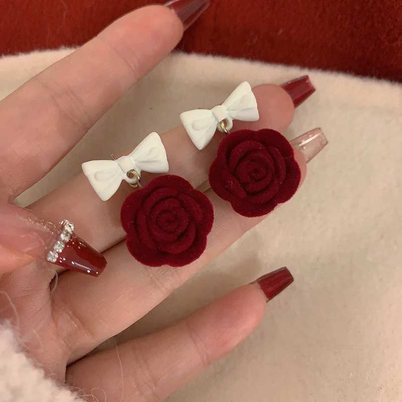Elegante süße Perle schwarze Kamelie Blume Ohr stecker für Frau Mädchen koreanische Promi-Accessoires Student Party Schmuck Geschenke – Detail 8
