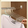 10pc Acrylic Transparent Hanger,Shiny Golden Powder Wardrobe Storage Organizer Racks,Ultra-Thin Space Saving Laundry Hanger,Pink 4