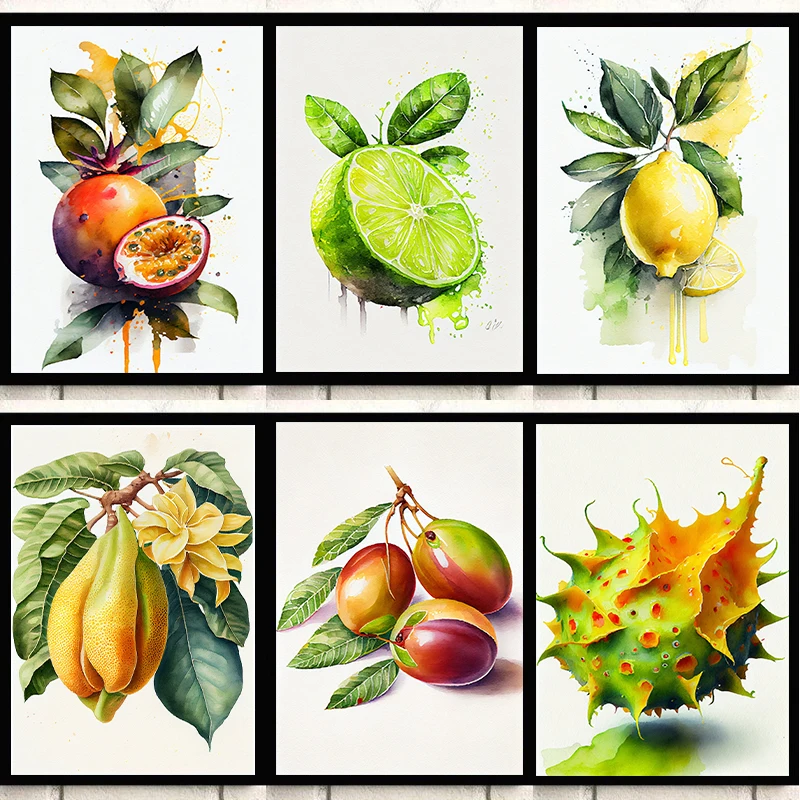 Jackfruit Passionfruit Mangosteen Kiwano Fruit Poster E Stampa Canvas Painting Wall Art Picture For Room Home Kitchen Decor
