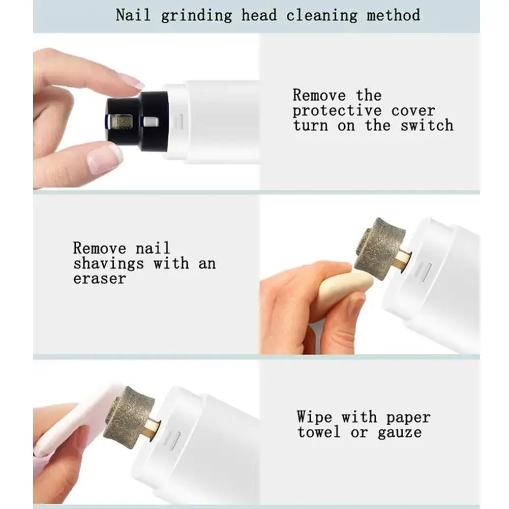 Electric Pet Nail Grinder Rechargeable USB LED Light Quiet Low Vibration Dog Cat Nail Clippers Grooming Tool For Paws White Gree