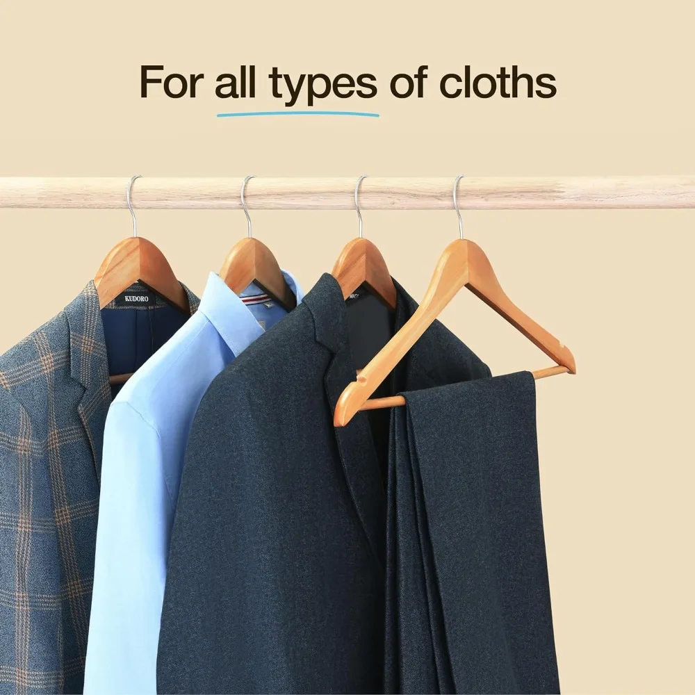 Premium Wooden Hangers Durable Non Slip Coat Hangers Heavy Duty Natural Solid Wood Hanger Clothes Storage Hangers Swivel Hooks 2