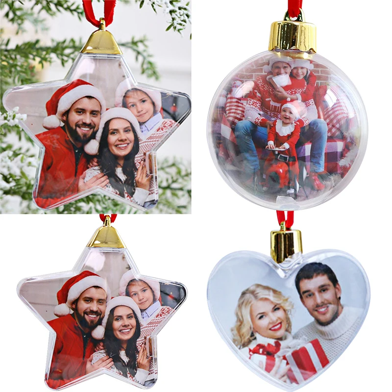 Christmas Decorations 2PCS Transparent Christmas Ball DIY Personal Photo Ball Creative Photo Frame X-mas Tree Hanging Decor Christmas Pendant