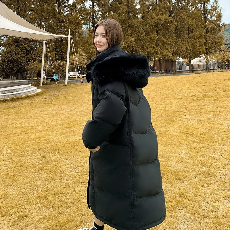 New Women Down Jacket Winter Coat Female Warm Thick Extra Large Size Parkas Loose Long Outwear Fox Fur Collar Hooded Overcoat