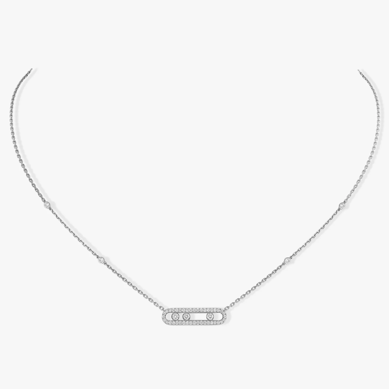 

925 Sterling Silver French Three Diamond Necklace For Women Move Series Rose Gold Plated Original Brand Fine Jewelry