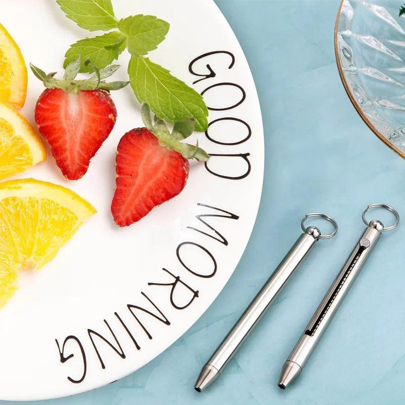 1PC Portable Titanium Retractable Toothpicks Mini Pocket Toothpicks Keychain Pendant Gift Outdoor Fruit Pick Camping Tool