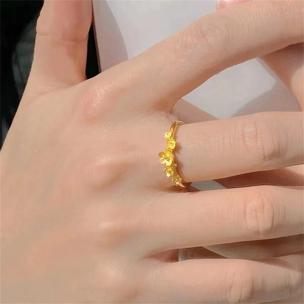 Engagement Rings for Women Gold Color Multi Flowers Thin Finger Ring Adjustable Wedding Band Vintage Jewelry Accessories Bijoux - 2