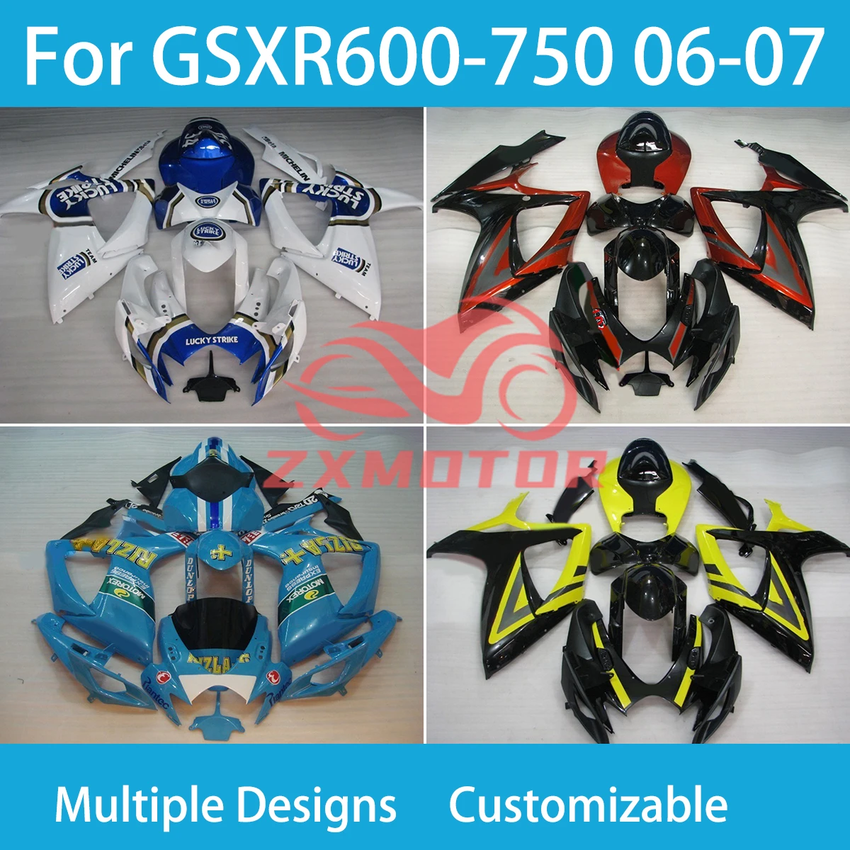 

GSXR 600 750 06 07 ABS Plastic Fairings for SUZUKI K6 GSXR600 GSXR750 2006 2007 Motorcycle Fairing Set Bodywork Panel Kit Fit