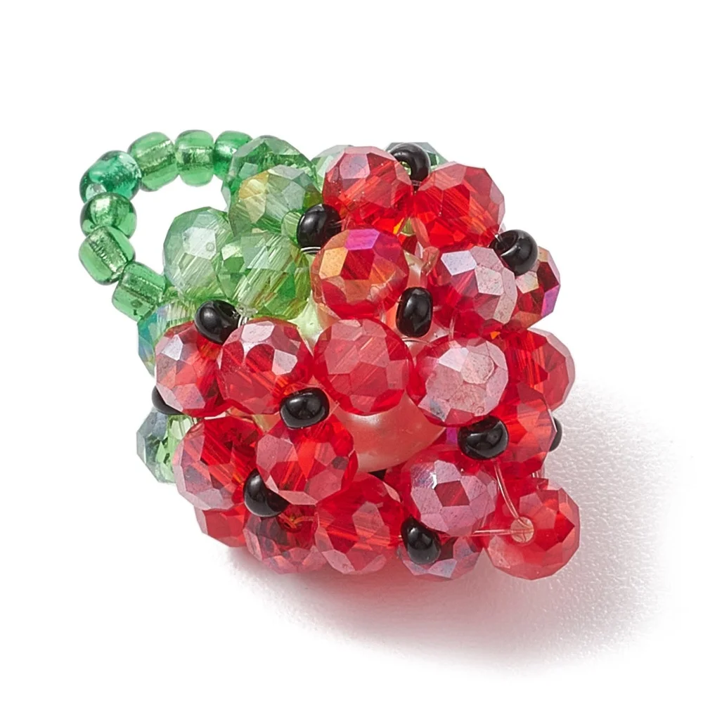 PandaHall 10 Stück Rote Erdbeer-Glasperlen-Anhänger Handgefertigte Perlen-Frucht-Charms für DIY Schmuck Halsketten Ohrringe Herstellung – Detail 2