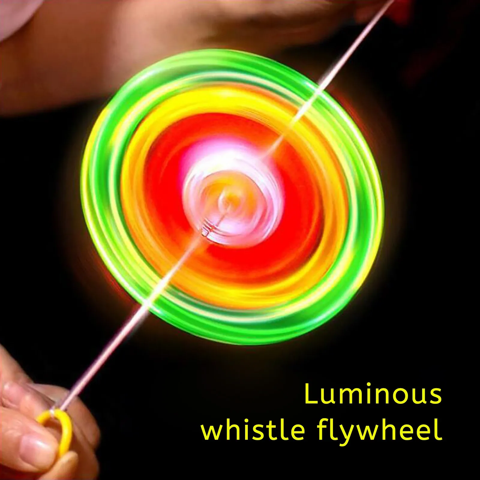 Hand Pull Flashing LED Luminous Flywheel Toy Rope Spinner Birthday Baby Kid Gift