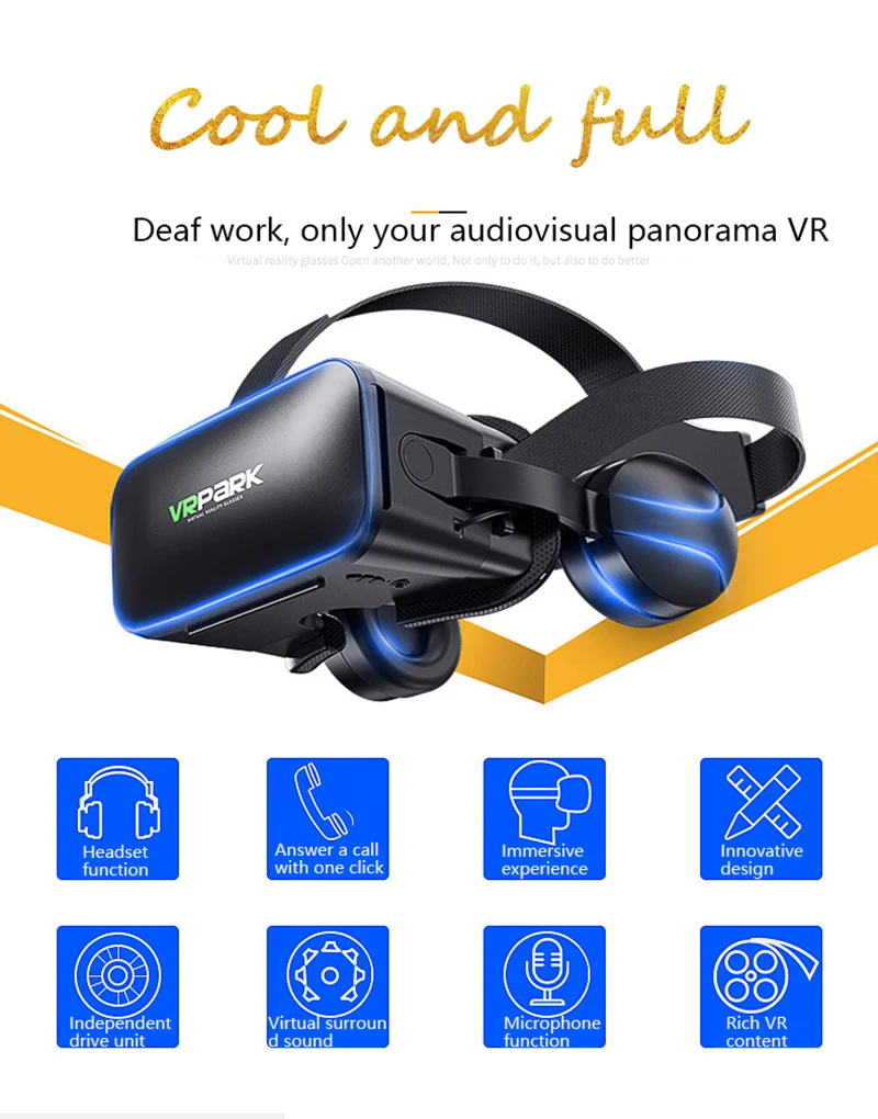 3D VR Headset Smart Virtual Reality Glasses Helmet For For 4.7-6.7' Smartphones Lenses With Controllers Headphones Binoculars