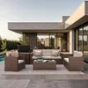 8 Pieces Outdoor Patio Furniture Set, Conversation Sets with Storage Box, Sectional Sofa Set with Cushions and Coffee Table 5
