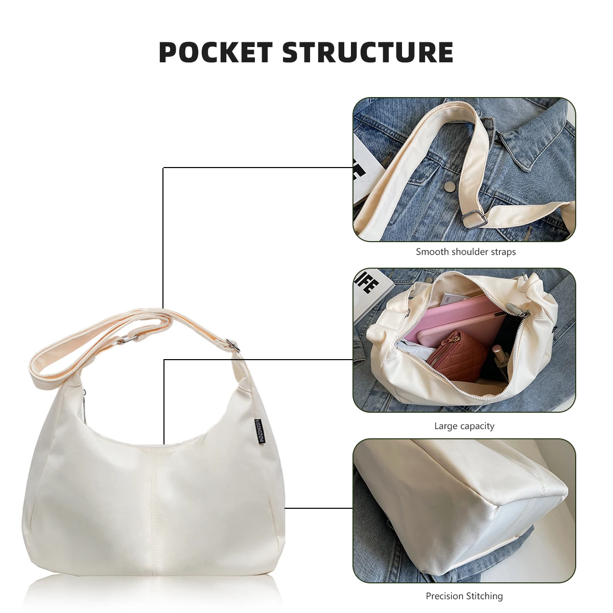 New Lightweight Crossbody Bag for Women, Casual Shoulder Bag for Going Out, Retro Commuter Large Bag for Female College Students, Suitable for Classes, Shopping, Hiking, and Trekking