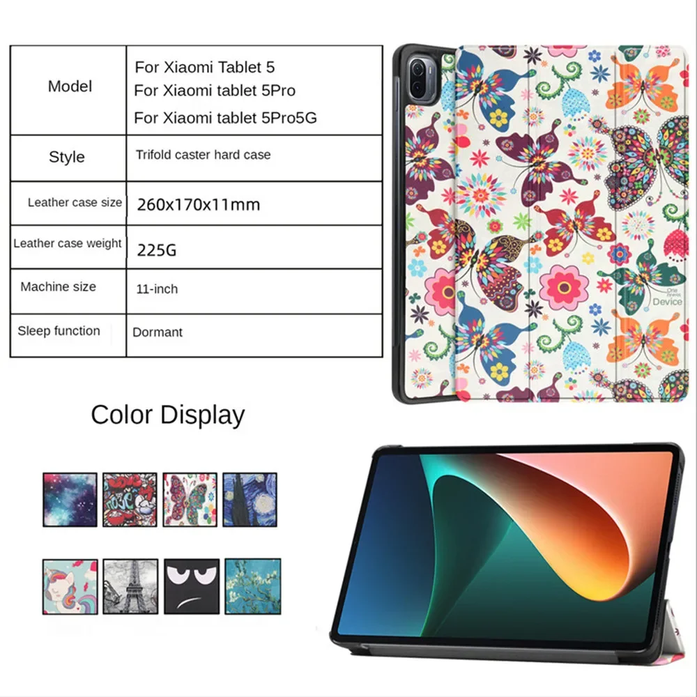 For Xiaomi Pad 5 Case mi Pad 5 Pro cover mipad case Tri-fold Leather Magnetic tablet + film
