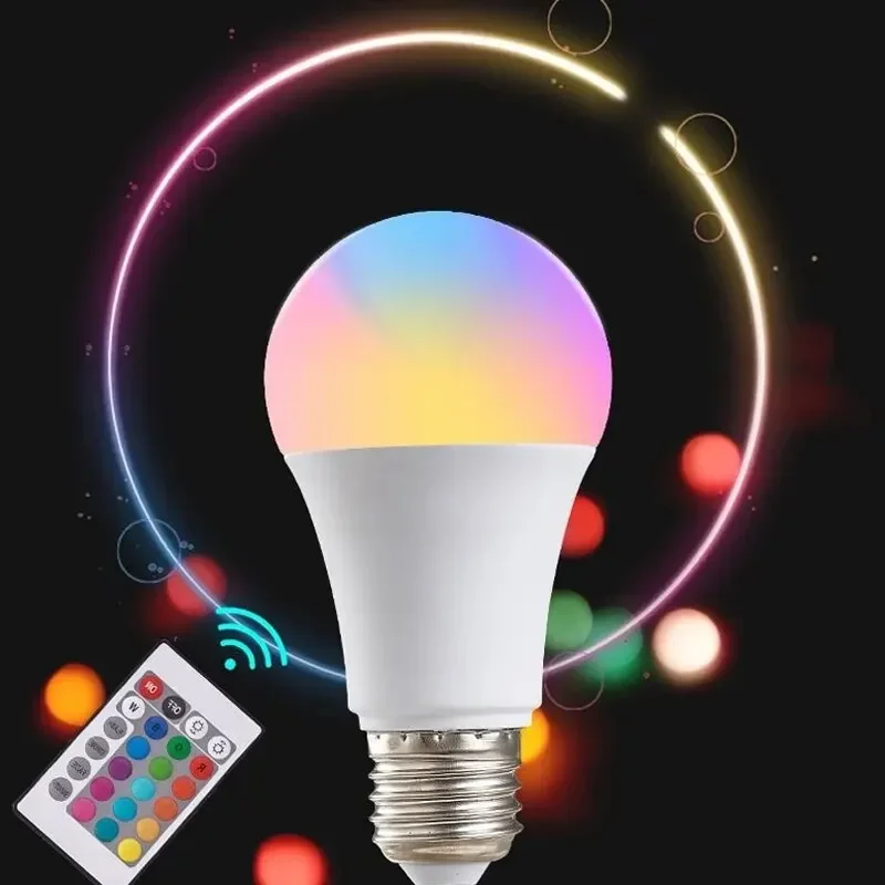 RGB Light Bulb 16 Colors Dimmable 220V Home Decoration Lamp E27 Magic Bulbs 7W Colorful Neon LED Smart Spot Light IR Remote