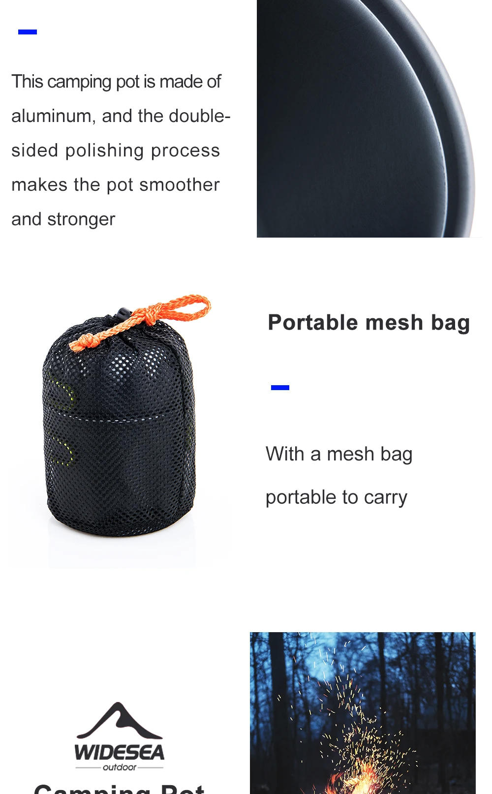 Description Picture 6 of itemWidesea Ultralight Camping Cooking Utensils Outdoor Tableware Pot Set Hiking Picnic Travel Tourist Dishes Supplies Equipment