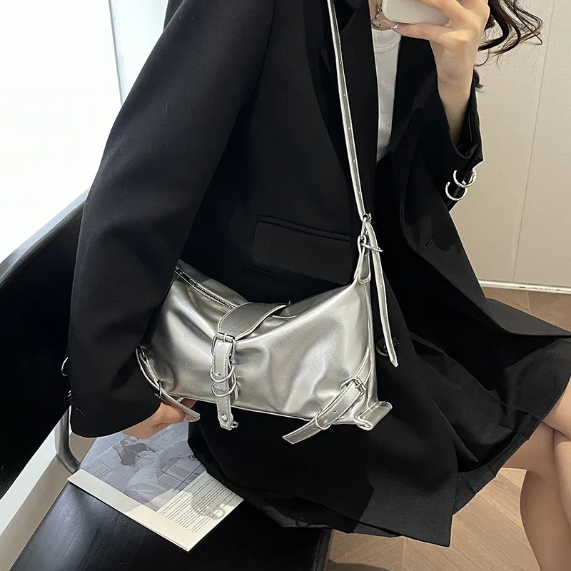 Fashion PU Leather Underarm Bags Women Clutch Handbags Single Shoulder Bag Ladies Trendy Simple Hobos Bag Female Totes