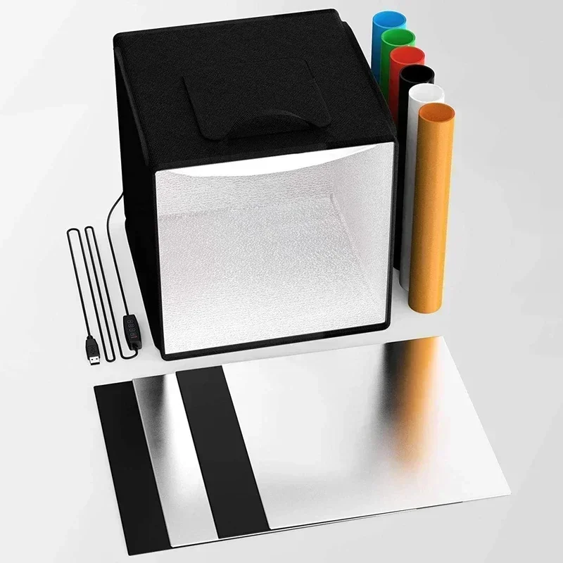 Mini Photo Studio Light Box 15.7" x 15.7" Horn Album Shooting Tent kit Portable Foldable Advertising Light Photography PVC Backg