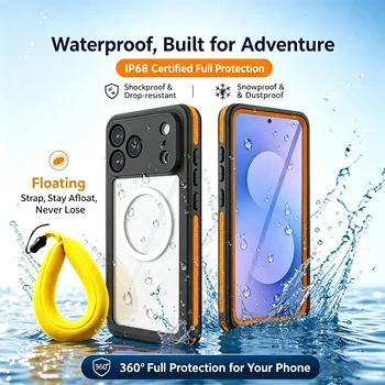360 °   Custodia protettiva integrale antiurto e impermeabile IP68 per iPhone 17/17Pro/17Promax con MagSafe, custodie magnetiche antipolvere