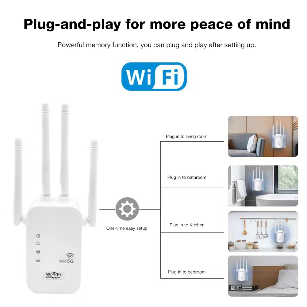 High-Speed Dual Band WiFi Signal Booster - Long Range Network Extender