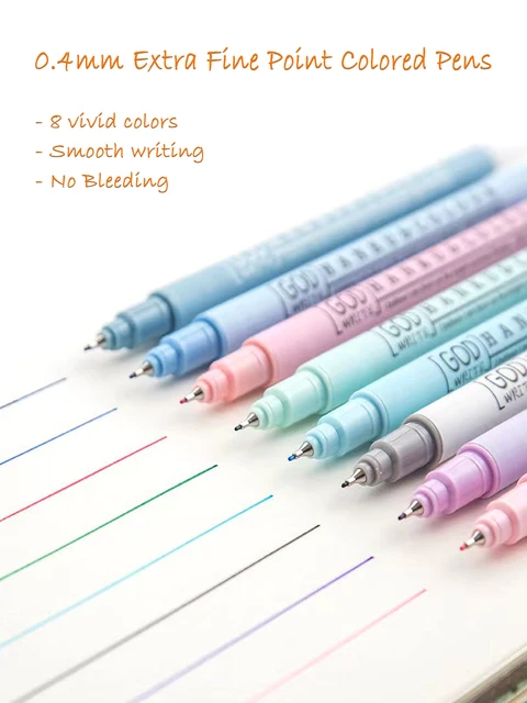 Penne colorate a punta extra fine da 8 colori da 0,4 mm Penna Fineliner per diario a base d'acqua per appunti di journaling 1