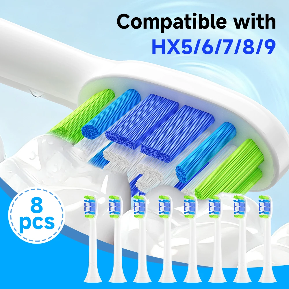 필립스 HX5/HX6/HX7/HX8/HX9/커버 브러시 헤드 포함 4/8/12/20개 교체용 칫솔 헤드 무료 배송