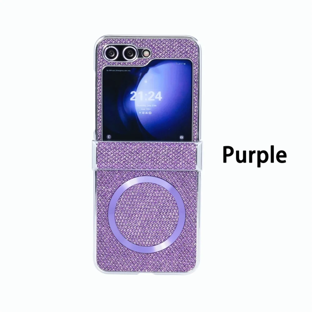 Luxury Glitter Magnetic Case with Wireless Charging Hinge Protection
